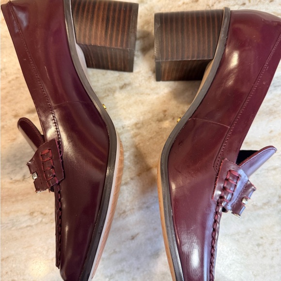 Lauren Ralph Burgundy Leather Heeled Loafers RLL Hardware NWOT women’s size 9B - Picture 6 of 12